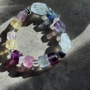【灵性 × 生命力】天然极光紫水晶×绿发晶方糖手串｜MuMu Energy独家设计 【Spiritual Light × Life Energy】Faceted Aurora Amethyst × Green Rutilated Quartz Bracelet｜MuMu Energy Original