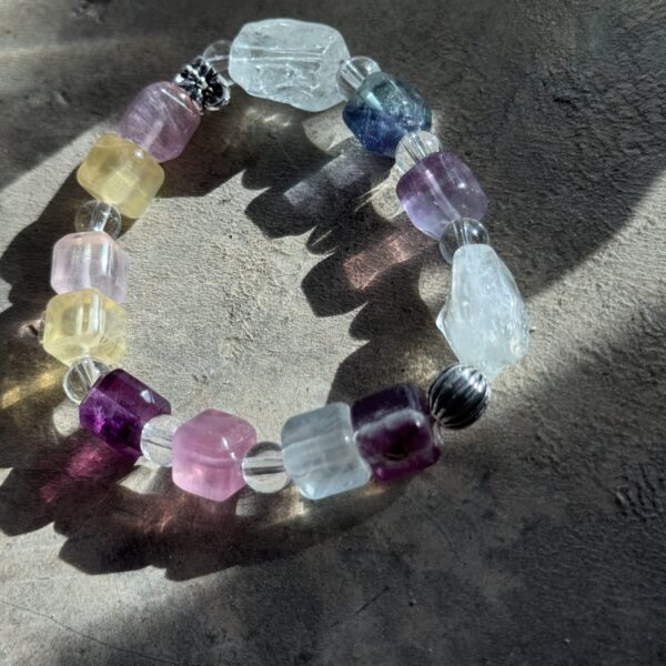 【灵性 × 生命力】天然极光紫水晶×绿发晶方糖手串｜MuMu Energy独家设计 【Spiritual Light × Life Energy】Faceted Aurora Amethyst × Green Rutilated Quartz Bracelet｜MuMu Energy Original