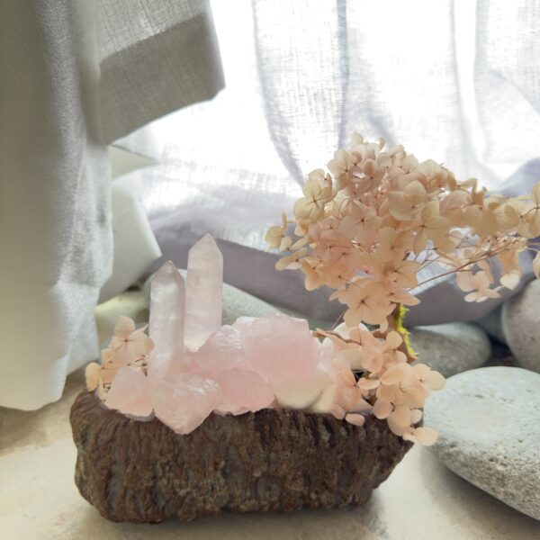 粉水晶 × 白水晶柱 · 幸福能量疗愈景观灯 | Rose Quartz & Clear Quartz Crystal Healing Lamp - 图片 3