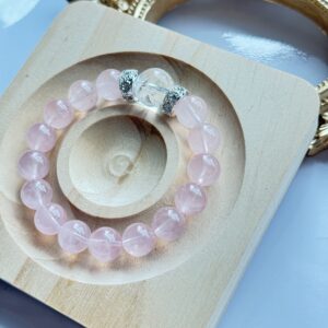 ✨ 粉晶白水晶简约手链｜Rose Quartz & Clear Quartz Bracelet (Elegant Design)