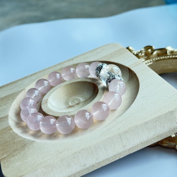 ✨ 粉晶白水晶简约手链｜Rose Quartz & Clear Quartz Bracelet (Elegant Design) - 图片 2