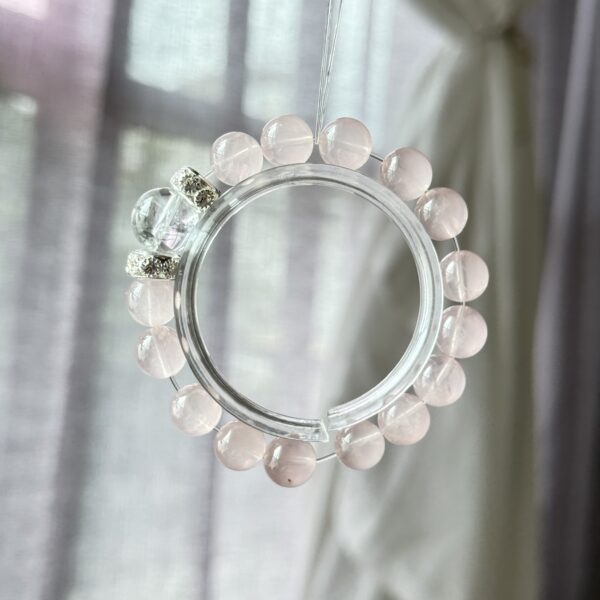 ✨ 粉晶白水晶简约手链｜Rose Quartz & Clear Quartz Bracelet (Elegant Design) - 图片 5