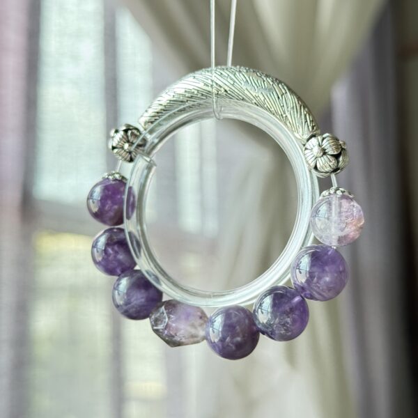 ✨ 紫水晶复古银饰半镯手链｜Amethyst Bracelet with Vintage Silver Half-Bangle - 图片 3