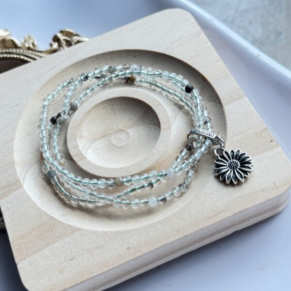 ✨ 绿幽灵多圈绕手手链｜Green Phantom Quartz Wrap Bracelet（向日葵吊坠款） - 图片 4