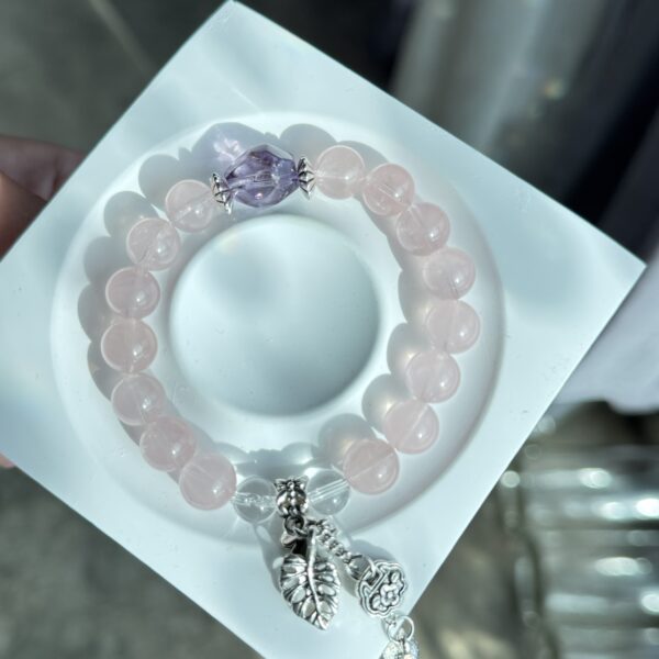 粉晶 · 紫水晶 · 白水晶 爱与平衡手链 Rose Quartz · Amethyst · Clear Quartz Love & Balance Bracelet - 图片 4