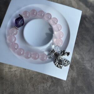 粉晶 · 紫水晶 · 白水晶 爱与平衡手链 Rose Quartz · Amethyst · Clear Quartz Love & Balance Bracelet