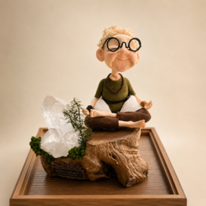 Zen Grandpa with Clear Quartz Crystal Landscape