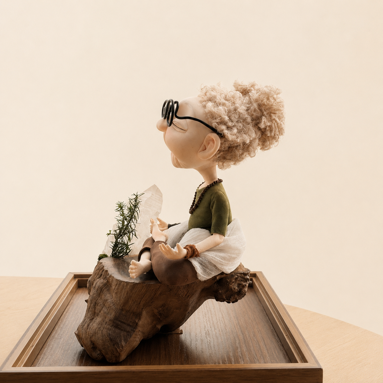 Zen Grandpa with Clear Quartz Crystal Landscape - Image 3