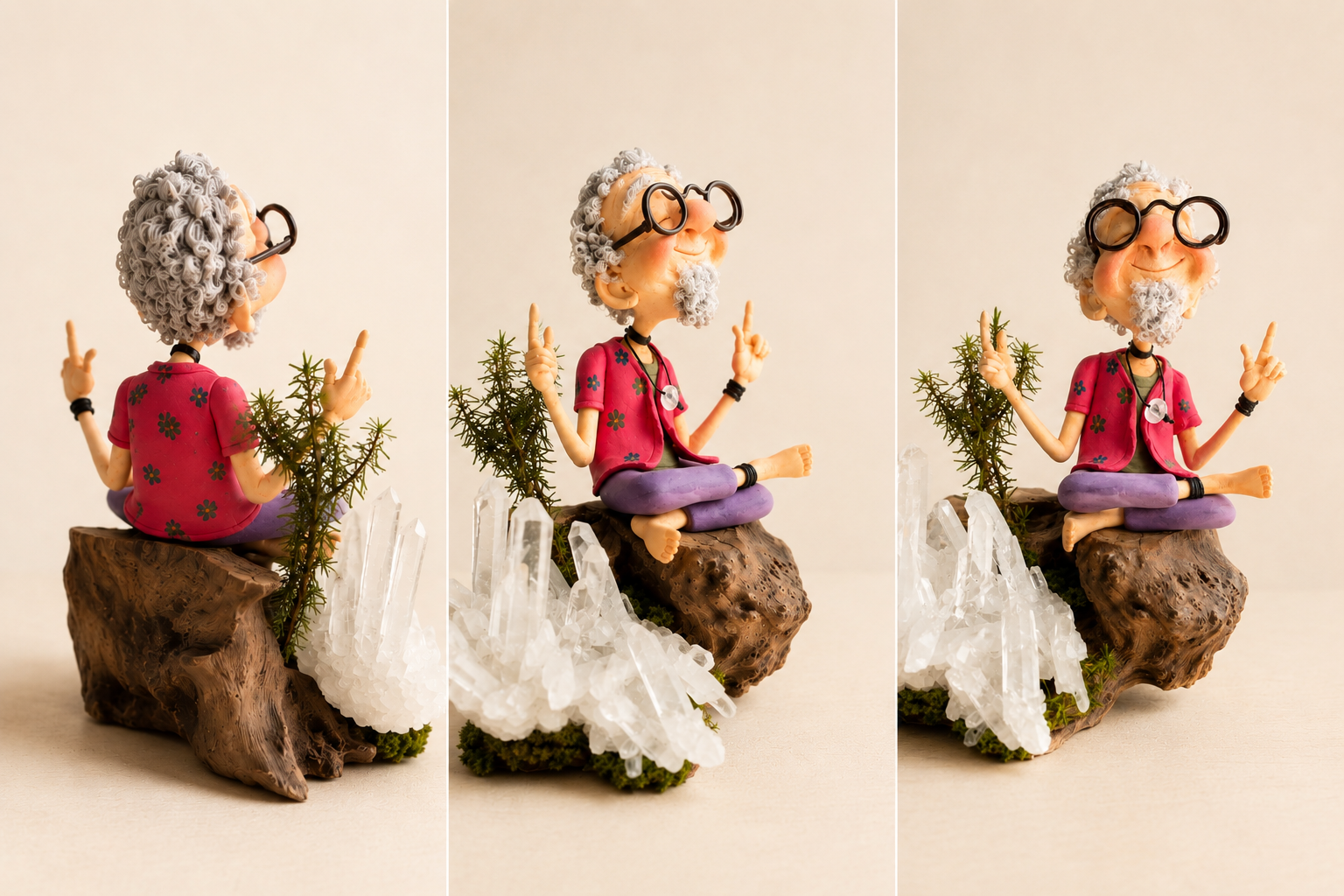 Meditating Grandpa with Clear Quartz Crystal Landscape - Image 3