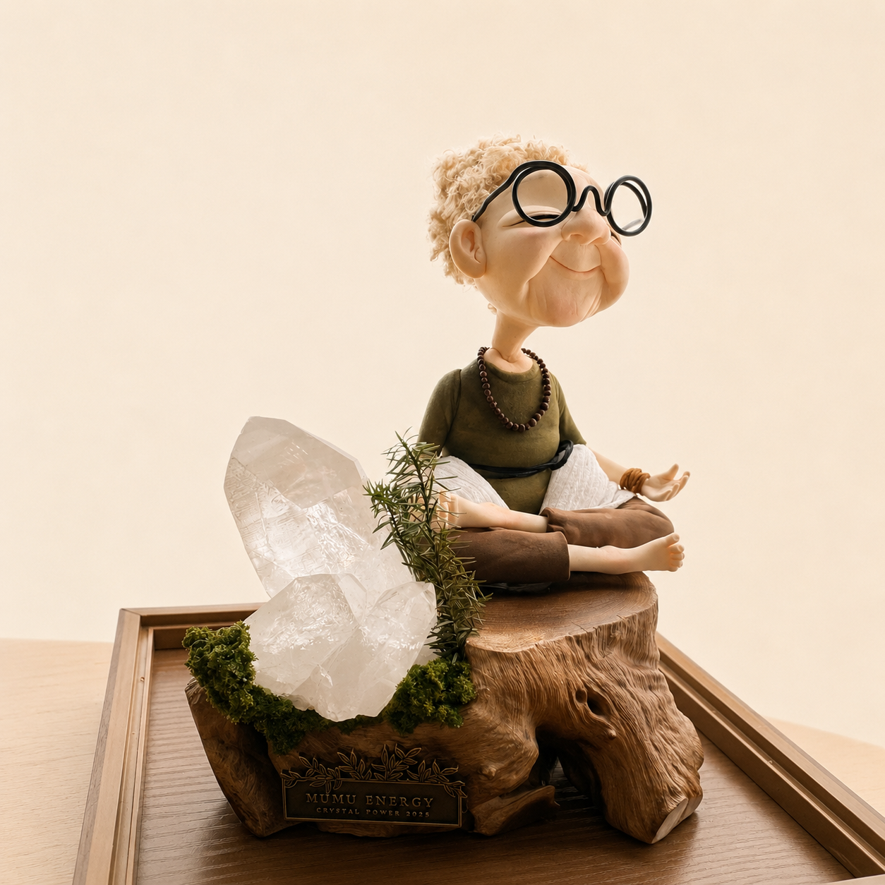 Zen Grandpa with Clear Quartz Crystal Landscape - Image 2