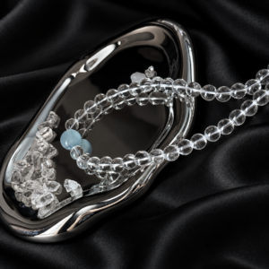 Clear quartz and aquamarine necklace with 8mm beads