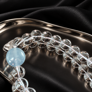 Clear quartz and aquamarine necklace with 8mm beads