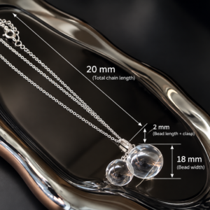 Natural clear quartz bubble necklace with double sphere pendant