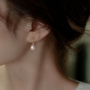 Gold Teardrop Pearl Earrings – Freshwater Pearl, S925 Sterling Silver