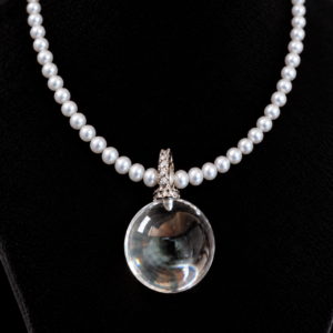 Freshwater Pearl Necklace with Clear Quartz Pendant