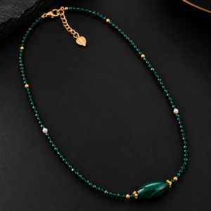 Malachite Transformation Necklace with Pearl and faceted Malachite beads